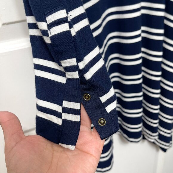 Anthropologie Maeve Striped Navy & White Long-Sleeve Turtleneck Midi Dress Size - Picture 10 of 14